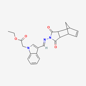 molecular formula C22H21N3O4 B5855258 Ethyl 2-(3-(((1,3-dioxo-1,3,3a,4,7,7a-hexahydro-2H-4,7-methanoisoindol-2-yl)imino)methyl)-1H-indol-1-yl)acetate 