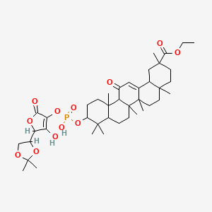 molecular formula C41H61O12P B585534 ethyl 10-[[2-(2,2-dimethyl-1,3-dioxolan-4-yl)-3-hydroxy-5-oxo-2H-furan-4-yl]oxy-hydroxyphosphoryl]oxy-2,4a,6a,6b,9,9,12a-heptamethyl-13-oxo-3,4,5,6,6a,7,8,8a,10,11,12,14b-dodecahydro-1H-picene-2-carboxylate CAS No. 145079-98-7