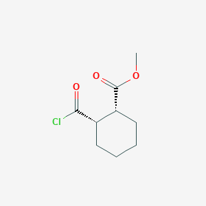 molecular formula C9H13ClO3 B058555 Cyclohexanecarboxylic acid, 2-(chlorocarbonyl)-, methyl ester, (1R,2S)-rel-(9CI) CAS No. 111955-06-7