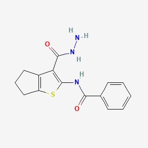 molecular formula C15H15N3O2S B5855537 N-[3-(hydrazinecarbonyl)-5,6-dihydro-4H-cyclopenta[b]thiophen-2-yl]benzamide 