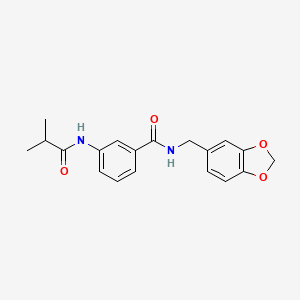 molecular formula C19H20N2O4 B5855591 N-[(2H-1,3-BENZODIOXOL-5-YL)METHYL]-3-(2-METHYLPROPANAMIDO)BENZAMIDE 