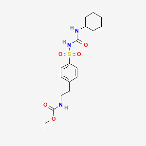 molecular formula C18H27N3O5S B585572 Ethyl 4-(N-(cyclohexylcarbamoyl)sulfamoyl)phenethylcarbamate CAS No. 13554-93-3