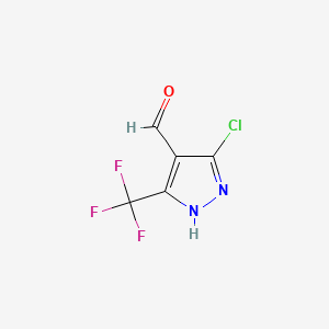 molecular formula C5H2ClF3N2O B585636 3-Chloro-5-(trifluoromethyl)-1H-pyrazole-4-carbaldehyde CAS No. 154357-44-5