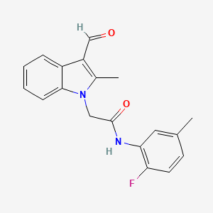 molecular formula C19H17FN2O2 B5856774 N-(2-fluoro-5-methylphenyl)-2-(3-formyl-2-methylindol-1-yl)acetamide 