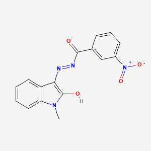 molecular formula C16H12N4O4 B5856782 N'-[(3E)-1-methyl-2-oxo-1,2-dihydro-3H-indol-3-ylidene]-3-nitrobenzohydrazide 