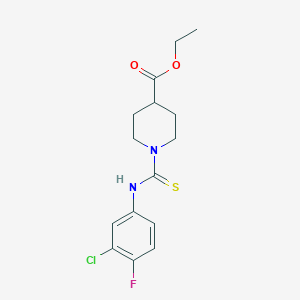 molecular formula C15H18ClFN2O2S B5856961 ETHYL 1-[(3-CHLORO-4-FLUOROANILINO)CARBOTHIOYL]-4-PIPERIDINECARBOXYLATE 
