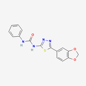 molecular formula C16H12N4O3S B5856997 Urea, N-(5-(1,3-benzodioxol-5-yl)-1,3,4-thiadiazol-2-yl)-N'-phenyl- CAS No. 116758-66-8