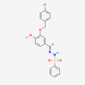 molecular formula C21H19BrN2O4S B5857480 N'~1~-((E)-1-{3-[(4-BROMOBENZYL)OXY]-4-METHOXYPHENYL}METHYLIDENE)-1-BENZENESULFONOHYDRAZIDE 