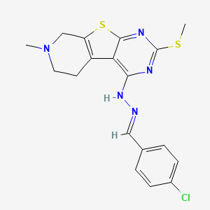 molecular formula C18H18ClN5S2 B5857488 N-[(E)-(4-chlorophenyl)methylideneamino]-11-methyl-5-methylsulfanyl-8-thia-4,6,11-triazatricyclo[7.4.0.02,7]trideca-1(9),2,4,6-tetraen-3-amine 