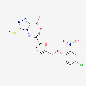 molecular formula C16H12ClF2N5O4S B5857555 N-((E)-1-{5-[(4-CHLORO-2-NITROPHENOXY)METHYL]-2-FURYL}METHYLIDENE)-N-[3-(DIFLUOROMETHYL)-5-(METHYLSULFANYL)-4H-1,2,4-TRIAZOL-4-YL]AMINE 