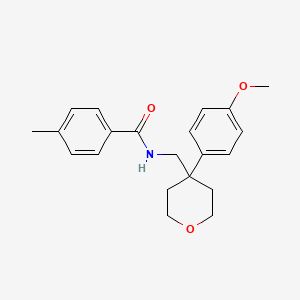 molecular formula C21H25NO3 B5857812 N-((4-(4-methoxyphenyl)tetrahydro-2H-pyran-4-yl)methyl)-4-methylbenzamide 