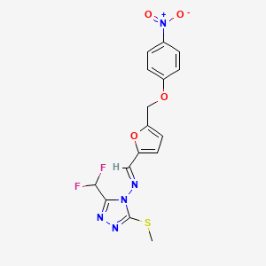 molecular formula C16H13F2N5O4S B5857953 N-[3-(DIFLUOROMETHYL)-5-(METHYLSULFANYL)-4H-1,2,4-TRIAZOL-4-YL]-N-((E)-1-{5-[(4-NITROPHENOXY)METHYL]-2-FURYL}METHYLIDENE)AMINE 