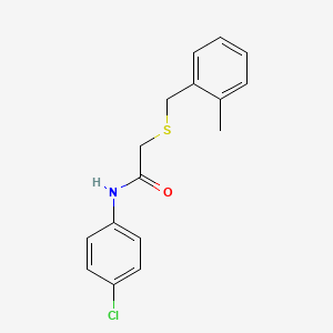 molecular formula C16H16ClNOS B5858221 N-(4-chlorophenyl)-2-[(2-methylbenzyl)thio]acetamide 