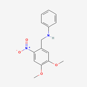 molecular formula C15H16N2O4 B5858698 N-[(4,5-dimethoxy-2-nitrophenyl)methyl]aniline 