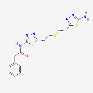 molecular formula C16H18N6OS3 B585878 N-[5-[2-[[2-(5-Amino-1,3,4-thiadiazol-2-yl)ethyl]thio]ethyl]-1,3,4-thiadiazol-2-yl]-benzeneacetamide CAS No. 1415397-13-5
