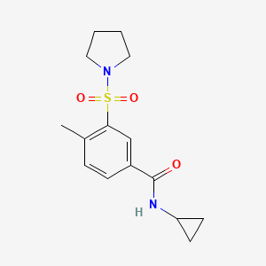 molecular formula C15H20N2O3S B5859047 N-cyclopropyl-4-methyl-3-(pyrrolidin-1-ylsulfonyl)benzamide 