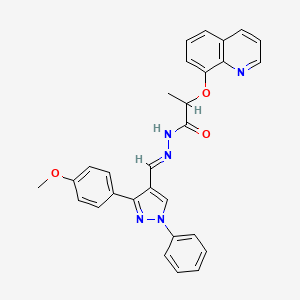 molecular formula C29H25N5O3 B5859292 N-[(E)-[3-(4-methoxyphenyl)-1-phenylpyrazol-4-yl]methylideneamino]-2-quinolin-8-yloxypropanamide 