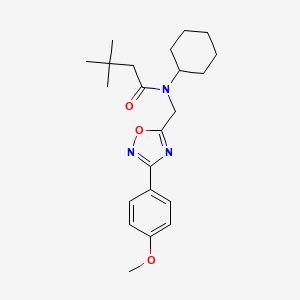 molecular formula C22H31N3O3 B5859435 N-cyclohexyl-N-[[3-(4-methoxyphenyl)-1,2,4-oxadiazol-5-yl]methyl]-3,3-dimethylbutanamide 