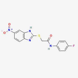 molecular formula C15H11FN4O3S B5859438 N~1~-(4-FLUOROPHENYL)-2-[(5-NITRO-1H-1,3-BENZIMIDAZOL-2-YL)SULFANYL]ACETAMIDE 