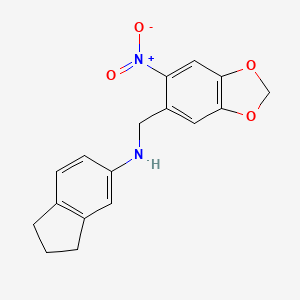 molecular formula C17H16N2O4 B5859589 N-[(6-nitro-1,3-benzodioxol-5-yl)methyl]-2,3-dihydro-1H-inden-5-amine 