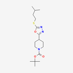 molecular formula C17H29N3O3S B5860130 tert-butyl 4-{5-[(3-methylbutyl)thio]-1,3,4-oxadiazol-2-yl}-1-piperidinecarboxylate 