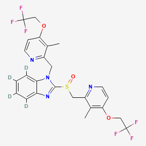 molecular formula C25H22F6N4O3S B586062 N-[3-Methyl-4-(2,2,2-trifluoroethoxy)-2-pyridinyl]methyl Lansoprazole-d4 CAS No. 1794756-36-7