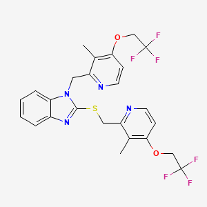 molecular formula C25H22F6N4O2S B586071 N-[3-Methyl-4-(2,2,2-trifluoroethoxy)-2-pyridinyl]methyl Lansoprazole Sulfide CAS No. 1083100-27-9