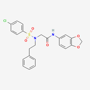 molecular formula C23H21ClN2O5S B5860720 N-(1,3-benzodioxol-5-yl)-2-[(4-chlorophenyl)sulfonyl-(2-phenylethyl)amino]acetamide 