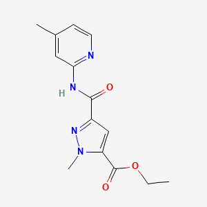 molecular formula C14H16N4O3 B5860955 ETHYL 1-METHYL-3-{[(4-METHYL-2-PYRIDYL)AMINO]CARBONYL}-1H-PYRAZOLE-5-CARBOXYLATE 
