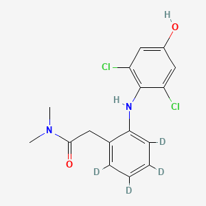 molecular formula C16H16Cl2N2O2 B586096 N,N-Dimethyl-2-[2,3,4,5-tetradeuterio-6-(2,6-dichloro-4-hydroxyanilino)phenyl]acetamide CAS No. 1382084-40-3
