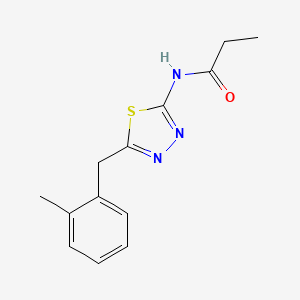 molecular formula C13H15N3OS B5861038 N-[5-[(2-methylphenyl)methyl]-1,3,4-thiadiazol-2-yl]propanamide 
