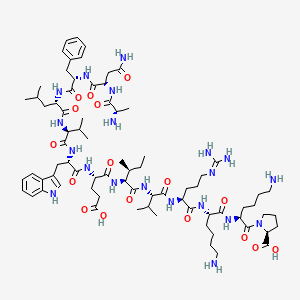 molecular formula C77H122N20O17 B586140 H-Ala-asn-phe-leu-val-trp-glu-ile-val-arg-lys-lys-pro-OH CAS No. 143784-00-3