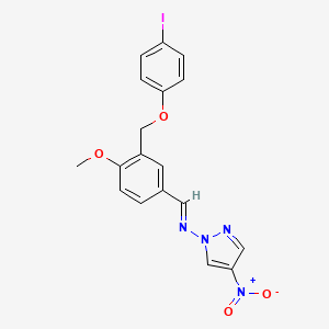 molecular formula C18H15IN4O4 B5861723 N-((E)-1-{3-[(4-IODOPHENOXY)METHYL]-4-METHOXYPHENYL}METHYLIDENE)-N-(4-NITRO-1H-PYRAZOL-1-YL)AMINE 