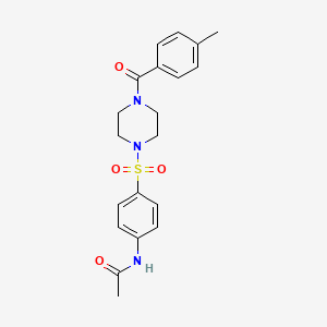 molecular formula C20H23N3O4S B5861910 N-[4-[4-(4-methylbenzoyl)piperazin-1-yl]sulfonylphenyl]acetamide 