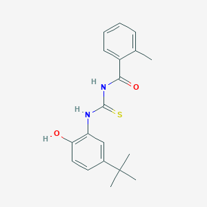molecular formula C19H22N2O2S B5862603 N-[(5-tert-butyl-2-hydroxyphenyl)carbamothioyl]-2-methylbenzamide 
