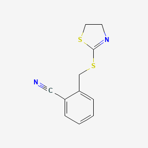 molecular formula C11H10N2S2 B5864560 2-[(4,5-Dihydro-1,3-thiazol-2-ylsulfanyl)methyl]benzonitrile 