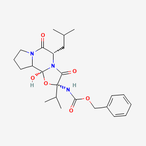 molecular formula C24H33N3O6 B586510 Benzyl [(2R,5S,10bS)-10b-hydroxy-5-(2-methylpropyl)-3,6-dioxo-2-(propan-2-yl)octahydro-8H-[1,3]oxazolo[3,2-a]pyrrolo[2,1-c]pyrazin-2-yl]carbamate CAS No. 24177-09-1
