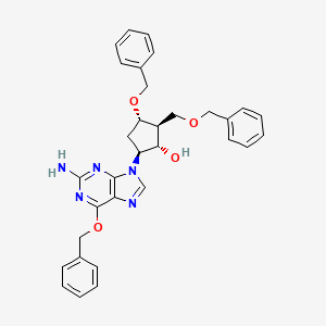 molecular formula C32H33N5O4 B586542 (1S,2S,3S,5S)-5-(2-Amino-6-(benzyloxy)-9H-purin-9-yl)-3-(benzyloxy)-2-(benzyloxymethyl)cyclopentanol CAS No. 142217-77-4