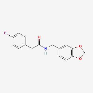 molecular formula C16H14FNO3 B5865457 N-[(2H-1,3-BENZODIOXOL-5-YL)METHYL]-2-(4-FLUOROPHENYL)ACETAMIDE 