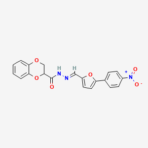 molecular formula C20H15N3O6 B5865750 N'-{(E)-[5-(4-nitrophenyl)furan-2-yl]methylidene}-2,3-dihydro-1,4-benzodioxine-2-carbohydrazide 