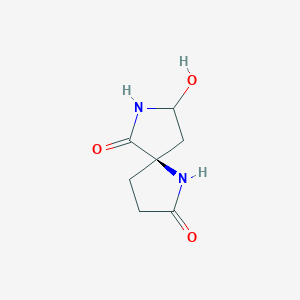 molecular formula C7H10N2O3 B586602 1,7-Diazaspiro[4.4]nonane-2,6-dione, 8-hydroxy-, (5R-cis)-(9CI) CAS No. 144540-04-5