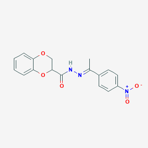 molecular formula C17H15N3O5 B5866221 N-[(E)-1-(4-nitrophenyl)ethylideneamino]-2,3-dihydro-1,4-benzodioxine-3-carboxamide 