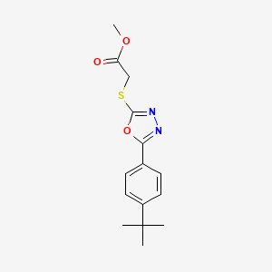 molecular formula C15H18N2O3S B5866466 methyl 2-({5-[4-(tert-butyl)phenyl]-1,3,4-oxadiazol-2-yl}sulfanyl)acetate 
