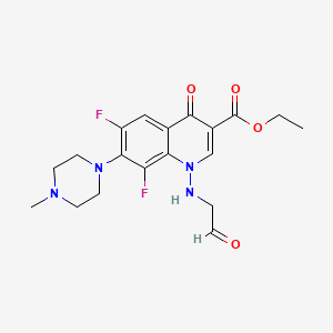 molecular formula C19H22F2N4O4 B586660 6,8-二氟-7-(4-甲基哌嗪-1-基)-4-氧代-1-(2-氧代乙基氨基)喹啉-3-羧酸乙酯 CAS No. 158585-86-5