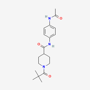 molecular formula C19H27N3O3 B5869214 N-[4-(acetylamino)phenyl]-1-(2,2-dimethylpropanoyl)piperidine-4-carboxamide 