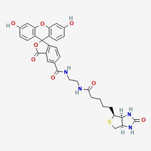 N-[2-[5-[(3As,4S,6aR)-2-oxo-1,3,3a,4,6,6a-hexahydrothieno[3,4-d]imidazol-4-yl]pentanoylamino]ethyl]-3',6'-dihydroxy-3-oxospiro[2-benzofuran-1,9'-xanthene]-5-carboxamide