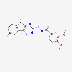 molecular formula C19H18N6O2 B5869890 N-[(E)-(3,4-dimethoxyphenyl)methylideneamino]-8-methyl-5H-[1,2,4]triazino[5,6-b]indol-3-amine 