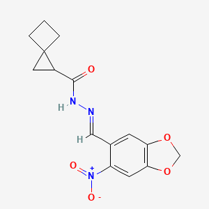 molecular formula C15H15N3O5 B5870022 N'-[(E)-(6-NITRO-2H-1,3-BENZODIOXOL-5-YL)METHYLIDENE]SPIRO[2.3]HEXANE-1-CARBOHYDRAZIDE 