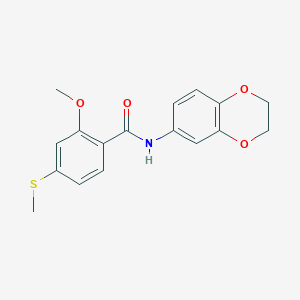 molecular formula C17H17NO4S B5870523 N-(2,3-dihydro-1,4-benzodioxin-6-yl)-2-methoxy-4-(methylsulfanyl)benzamide 