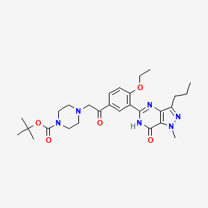 molecular formula C28H38N6O5 B587087 N-Boc-N-desethyl Acetildenafil CAS No. 1246820-46-1